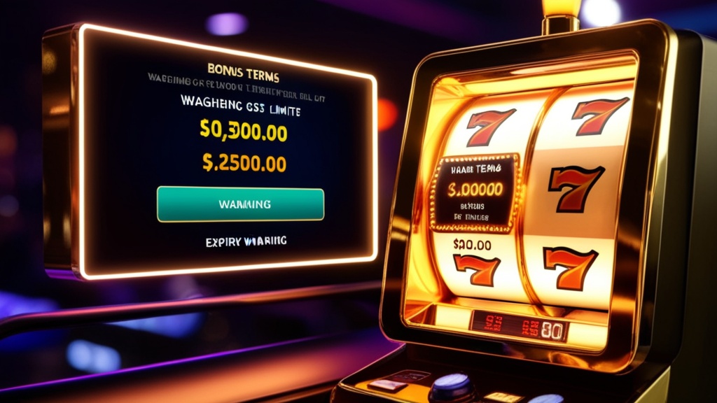 Bonus terms screen showing wagering, cashout limits, and expiry details in a casino