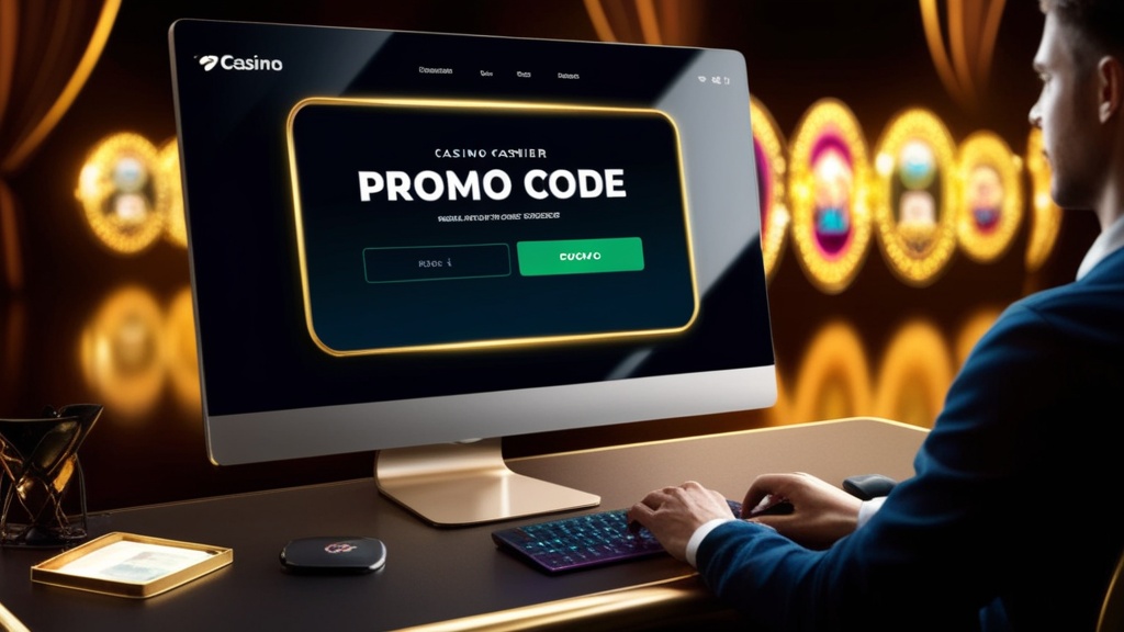 Promo code field open in a casino cashier with a player entering a bonus code